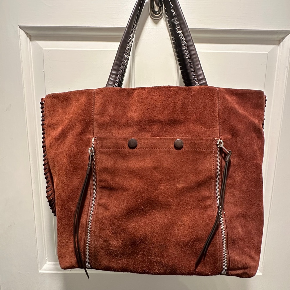 AllSaints Brown Suede Tote Bag